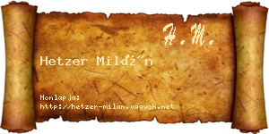 Hetzer Milán névjegykártya