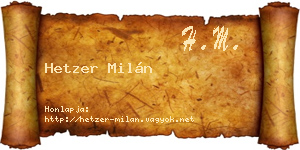 Hetzer Milán névjegykártya