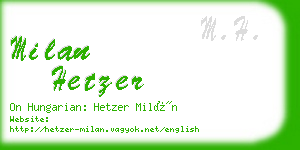 milan hetzer business card